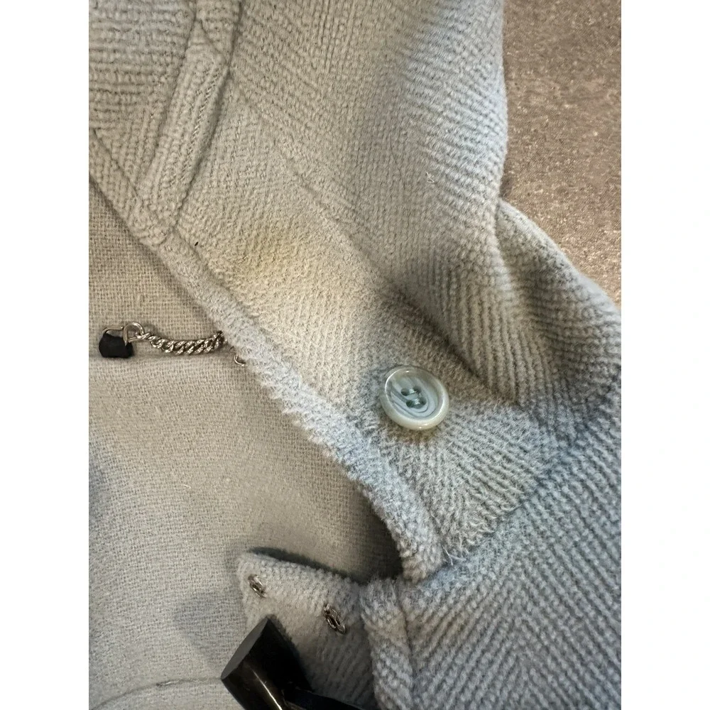 Vintage Authentic Burberry London England Duffle Coat 100% Wool Hooded Sz Med - Picture 6 of 16